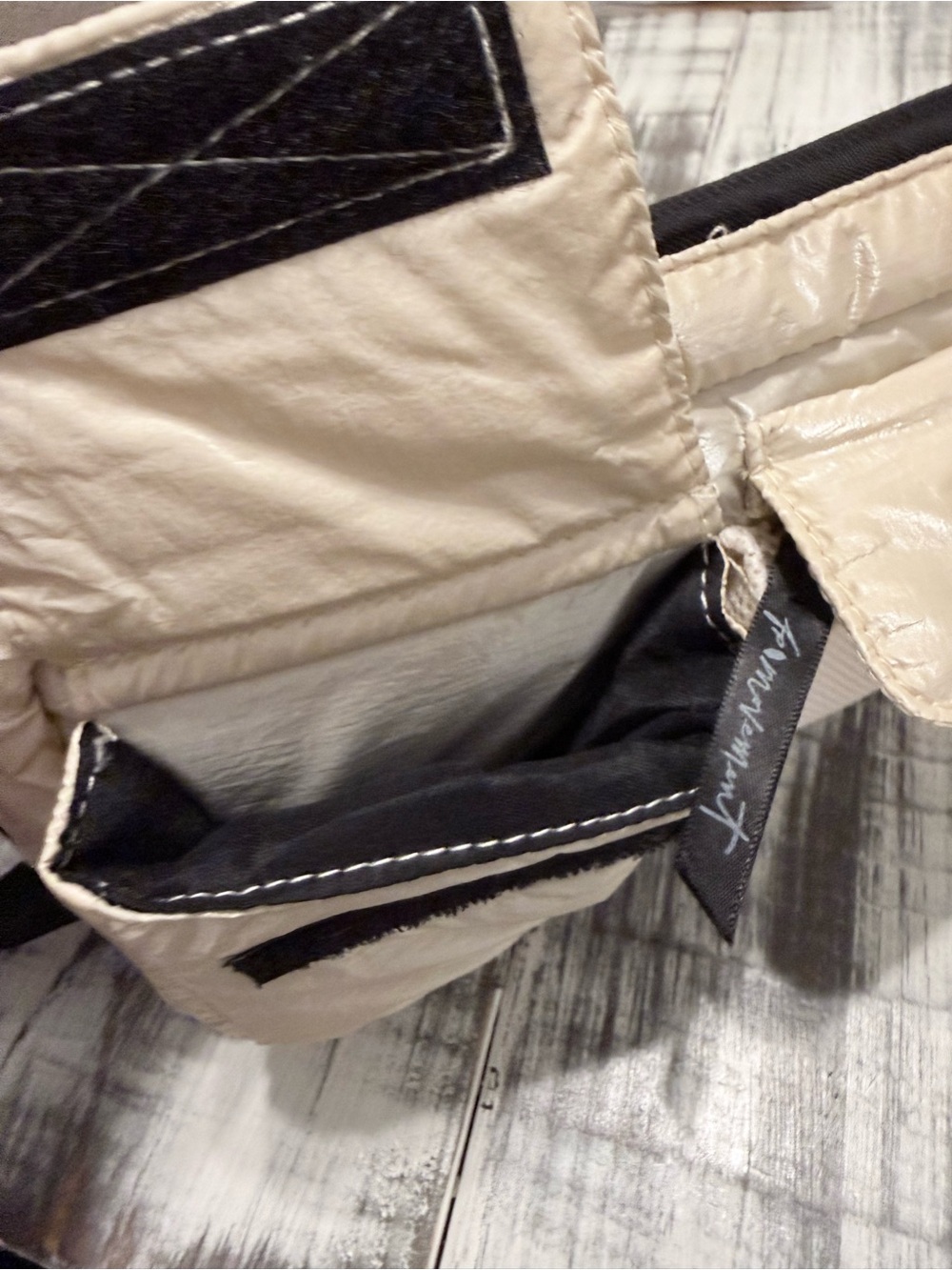 Free People Cream Quilted Belt Bag with Mesh Pocket - Picture 7 of 8
